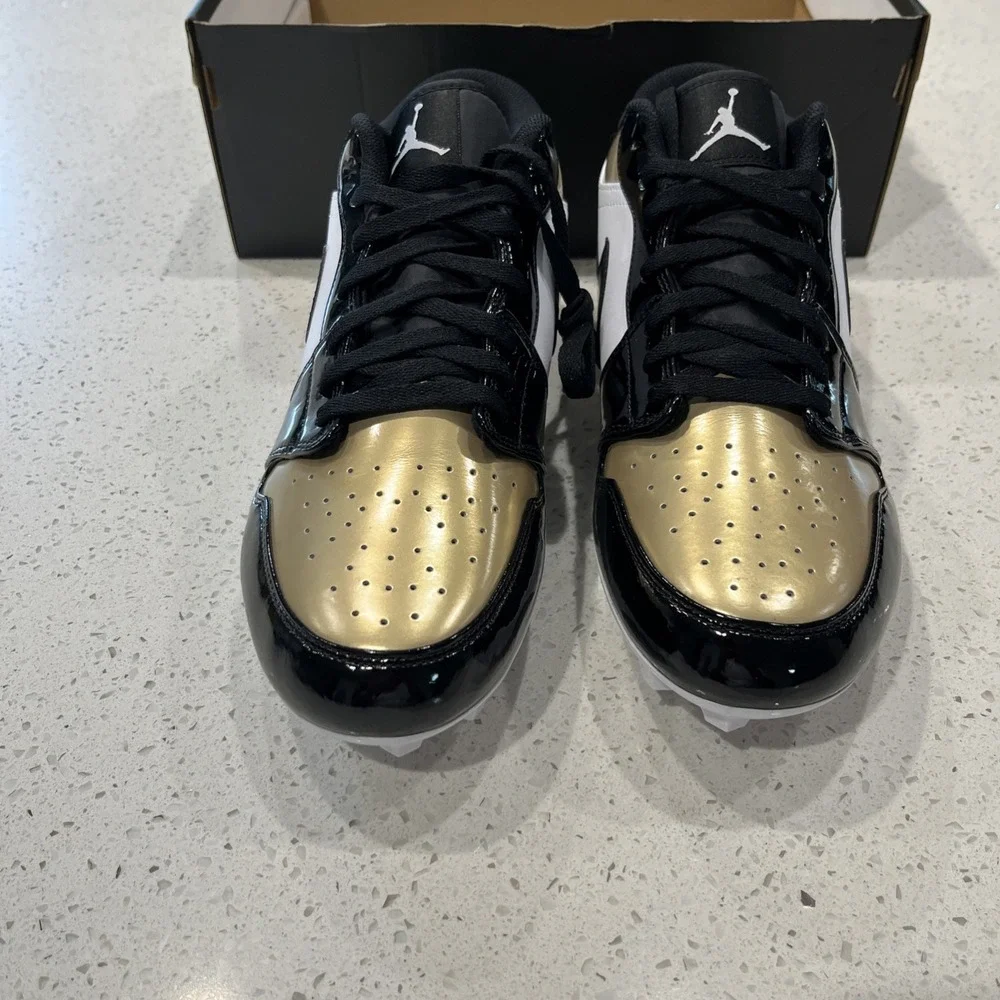 Nike Jordan 1 Low TD 'Gold Toe' Football Cleat FJ6245-701 Sz 12
